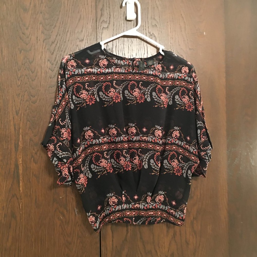 Petticoat Alley Semi-sheer Print Dressy Top